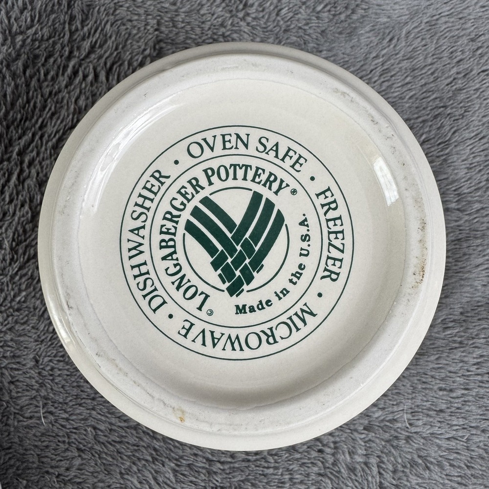 Longaberger Pottery Heritage Green Butter Tub w Lid Woven Traditions USA - Picture 7 of 9